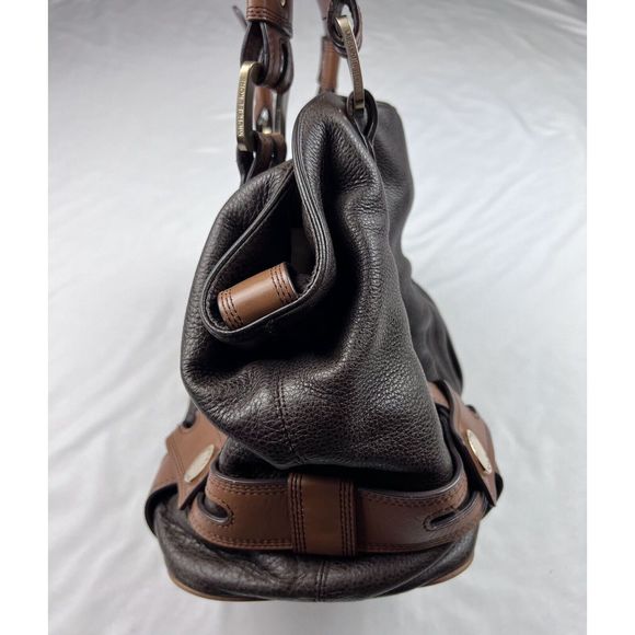 Michael by Michael Kors Brown Pebbled Leather Gold Tone Shoulder Bag Large Purse - Picture 4 of 16